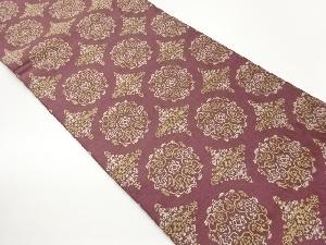 華文に菱模様織出し開き名古屋帯（額縁仕立て）